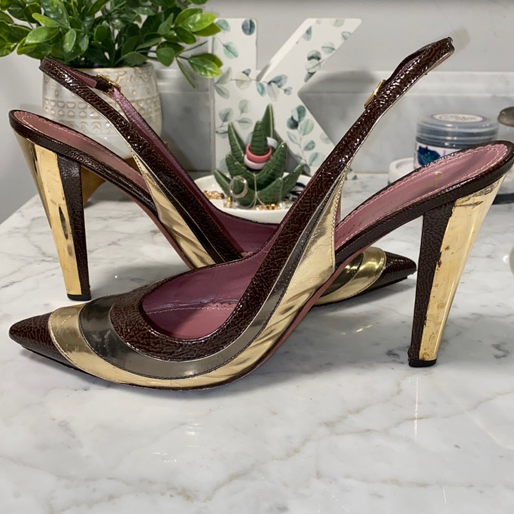Jean- Michel Cazabat, Size 39, Brown, Silver & Gold